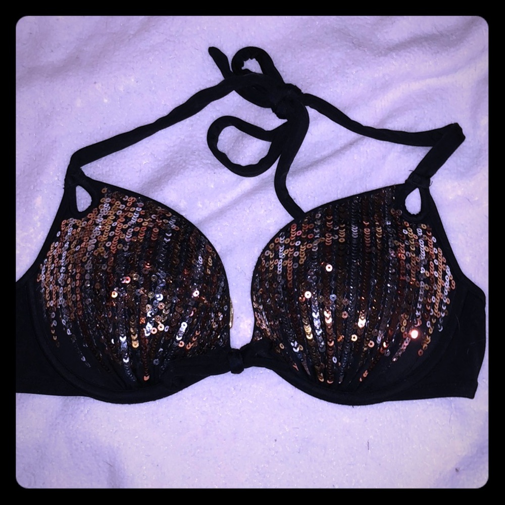 VS Swim push up top black sequin size 32D